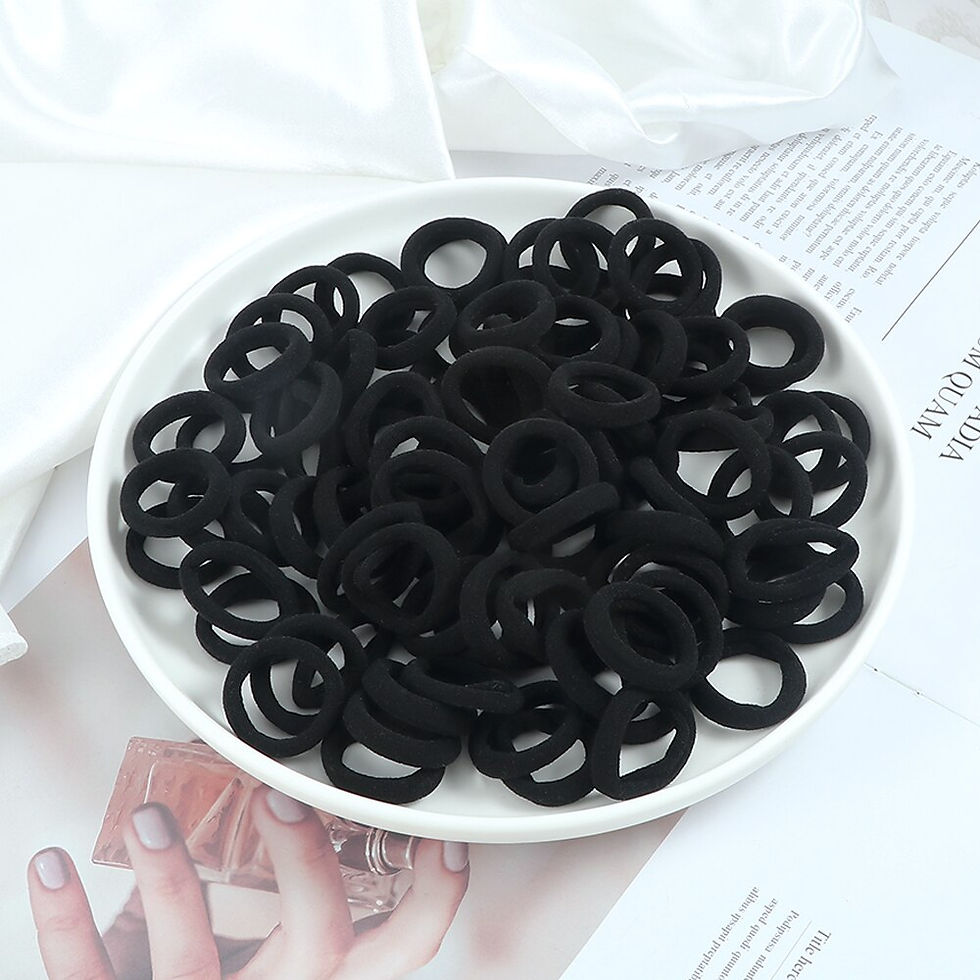Thumbnail: 100pcs/Set Black Solid Rubber Band for Women Girl Nylon Small Big Elastic Hair 