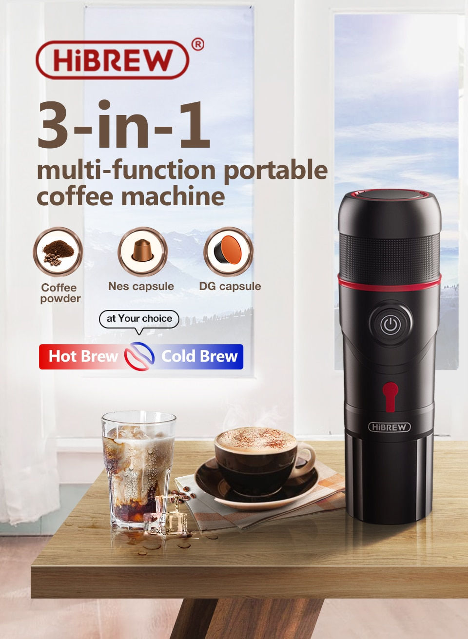 Thumbnail: HiBREW Portable Coffee Machine for Car & Home,DC12V  Expresso Coffee Maker Fit 