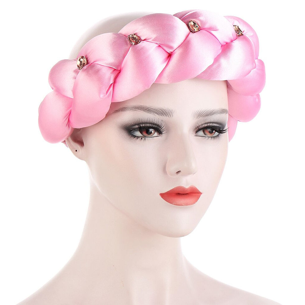 Thumbnail: 2022 Latest Exaggerated big satin twist braid Handmade African Cap Nigerian Wed