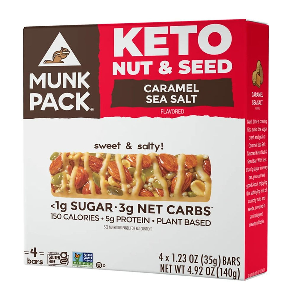 Munk Pack Keto Peanut and Seed Bar, Caramel Sea Salt, 4 Ct