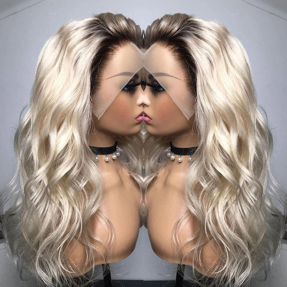 Thumbnail: Ombre Ash Blond lace front wig human hair Dark Roots brazilian 13x6 Human Hair 