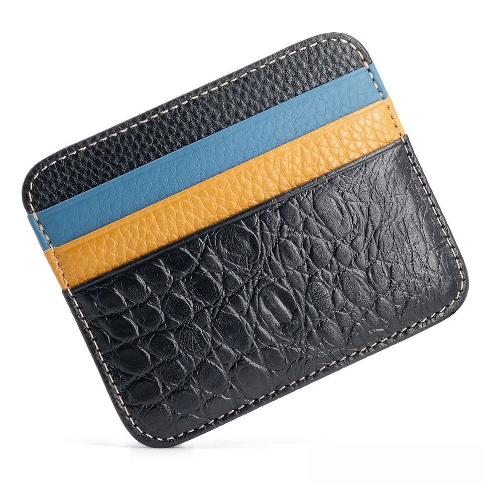 Thumbnail: Retro First Layer Genuine Leather Card Bag with 7 Card Slot Super Thin 100% Rea