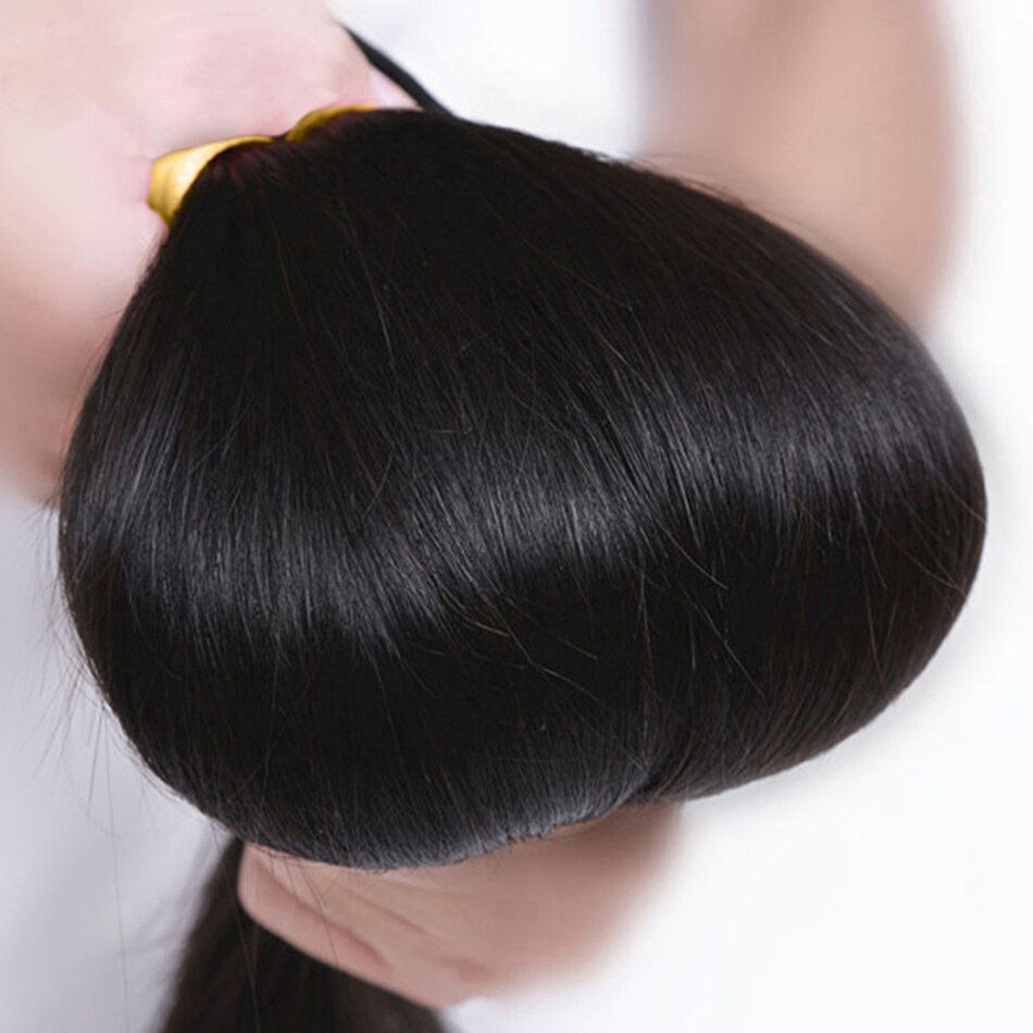Thumbnail: 30inch Long Straight Human Hair Bundles With Closure Peruvian Human Hair Bundle