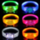 Thumbnail: 6pcs LED Light Bracelet Silicone Sound Control Flashing Bangle Wristband Vibrat