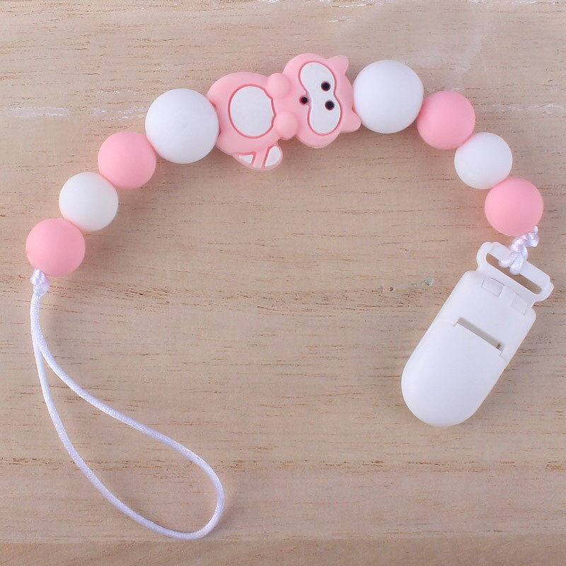 Thumbnail: Cartoon Animal Silicone Beads Teething Pacifier Clips Baby Pacifier Holder Dumm