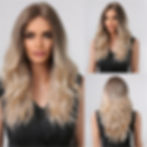 Thumbnail: Blonde Brown Ombre Long Wavy Lace Front Wigs for Women Natural Hairline Synthet
