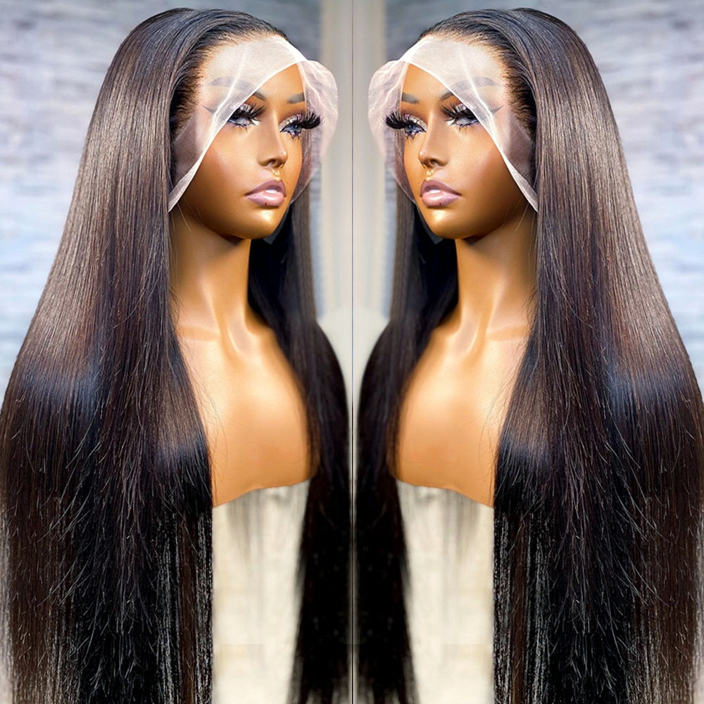 Natural Black Preplucked Soft 180Density 26Inch Long Silky Straight Lace Front 