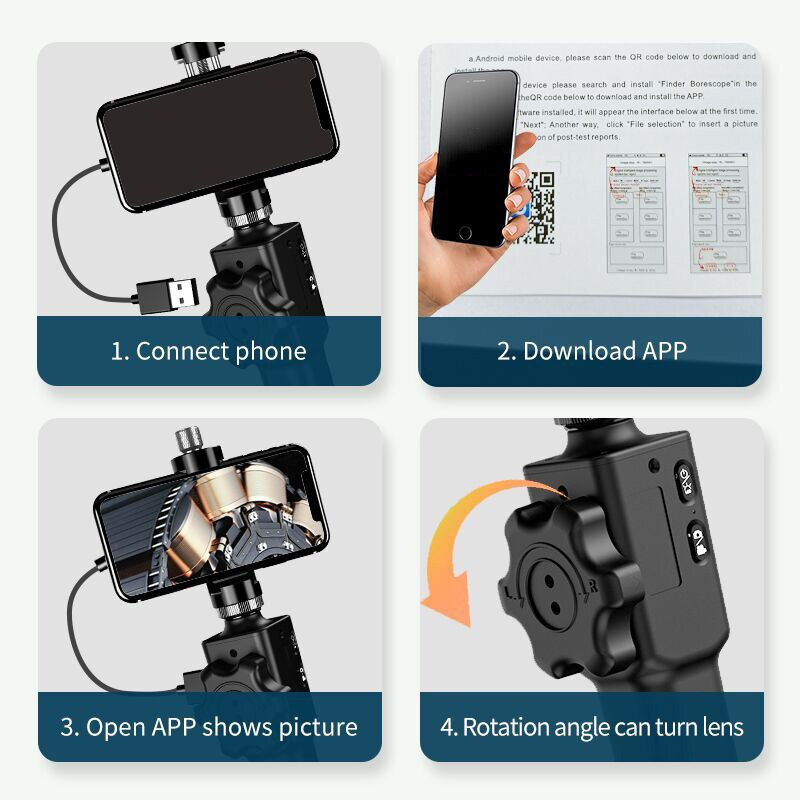 Thumbnail: 5.5MM/8.5MM 5.0MP 180 Degree Steering Industrial Borescope Endoscope Inspection