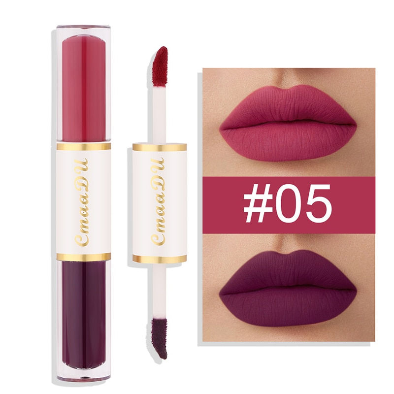Thumbnail: New Double-head Lipstick Liquid Matte Non-stick Cup Lipstick Set Waterproof Lon