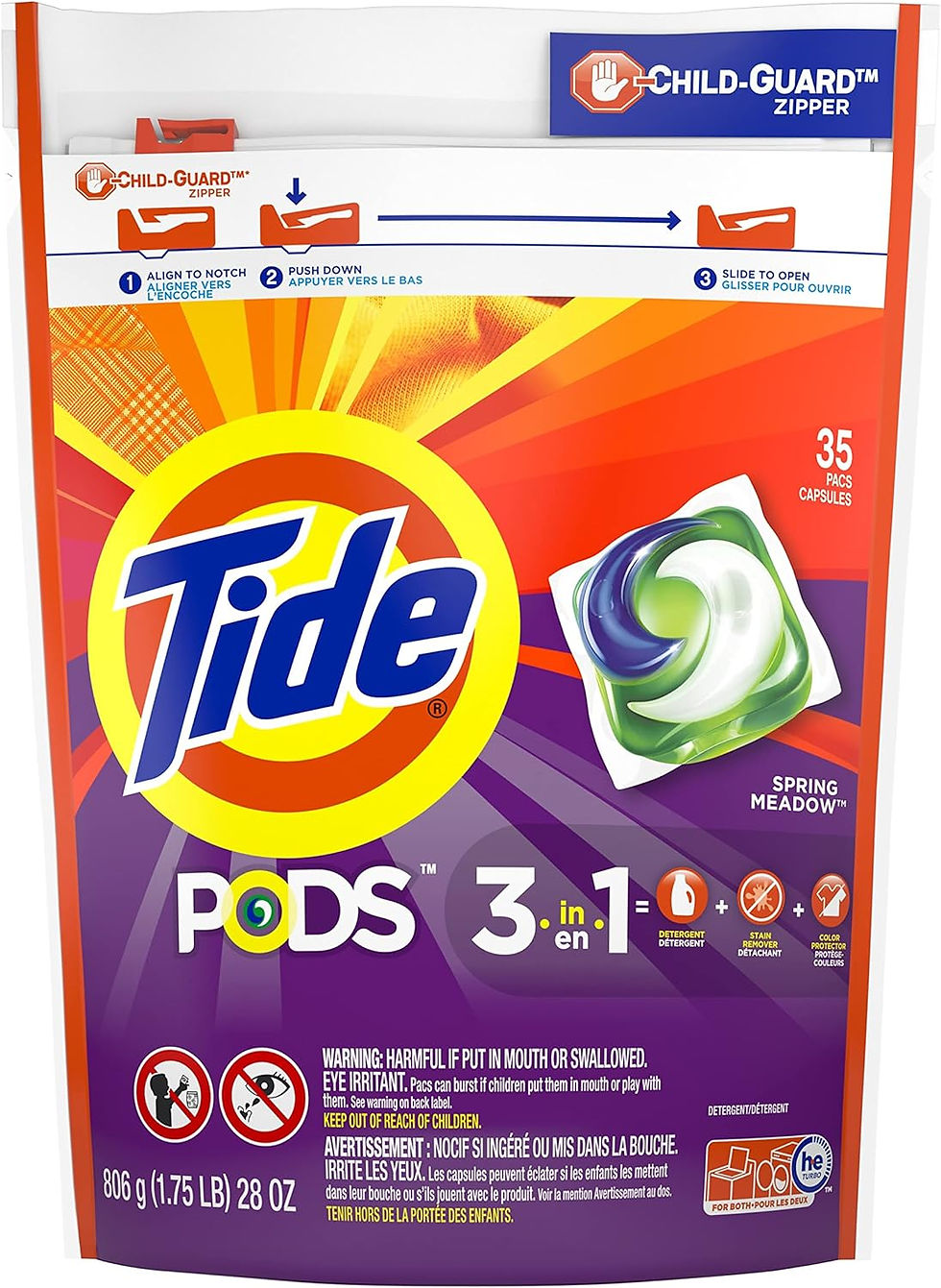Thumbnail: Tide PODS Liquid Laundry Detergent Pacs, Spring Meadow, 20 Count