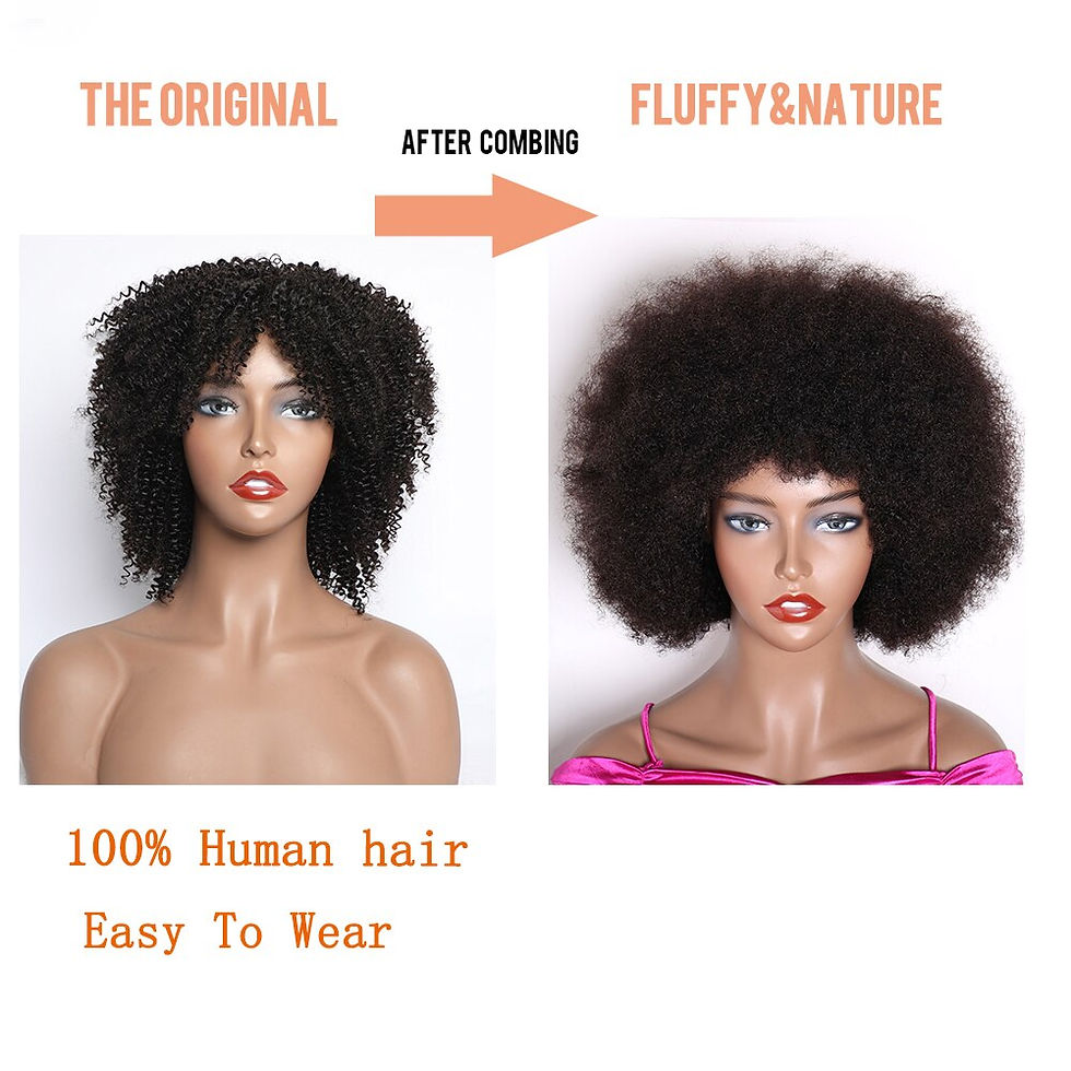Thumbnail: Mongolian Afro Kinky Curly Human Hair Wigs Short Pixie Curl 150% Density Hair R
