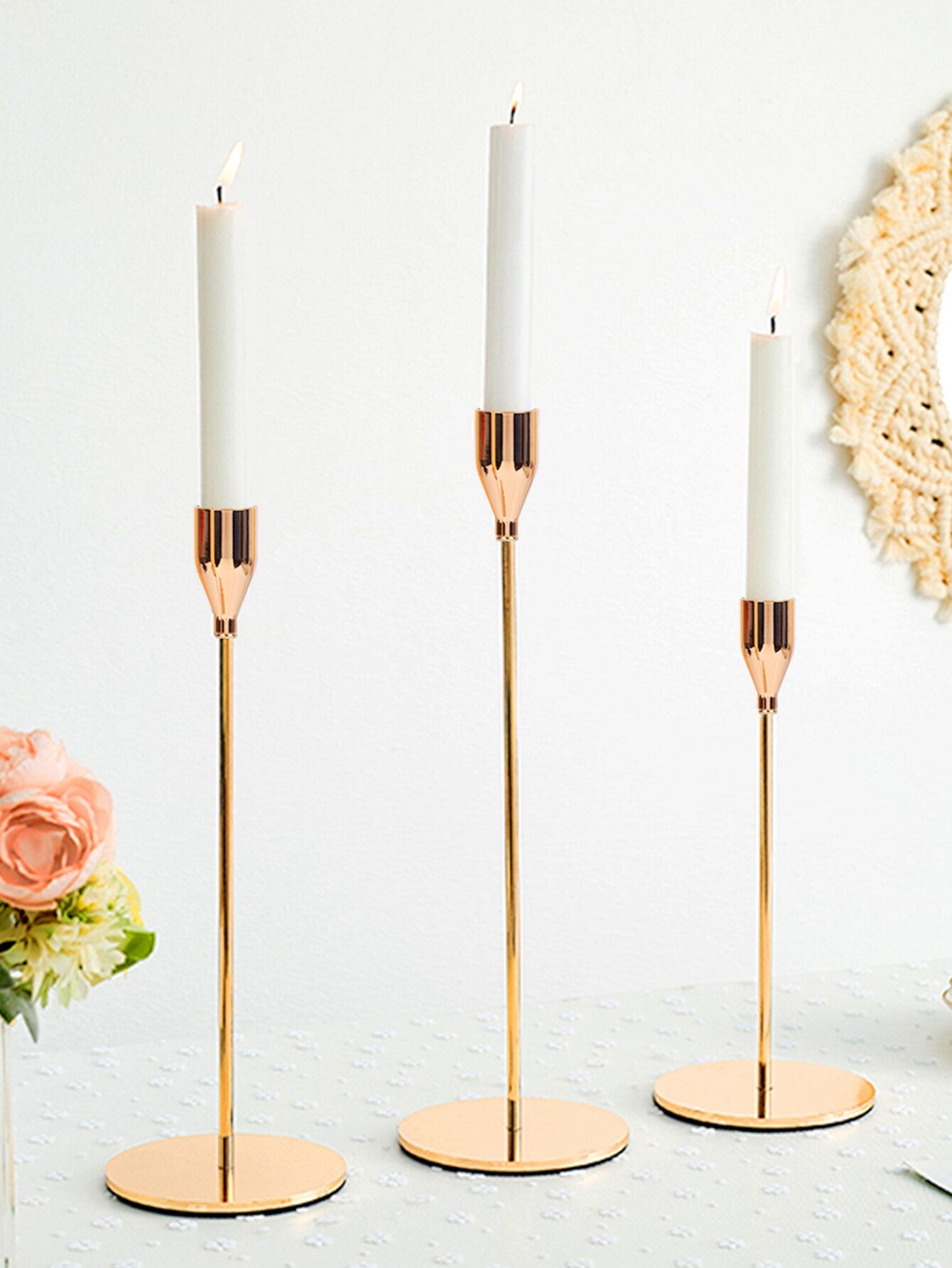 3Pcs/Set Nordic Light Luxury Metal Candlestick Simple Wedding Decoration Bar Pa