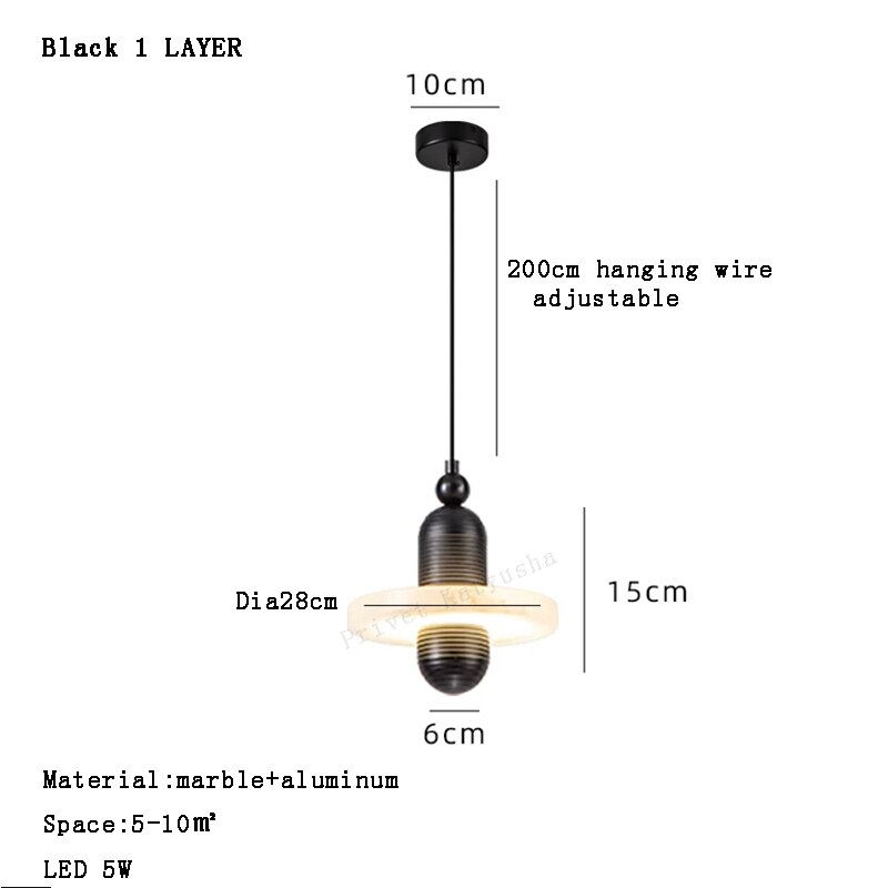 Thumbnail: Pendant Light with Marble Modern Led Luxury Restaurant Ceiling Chandelier Home 