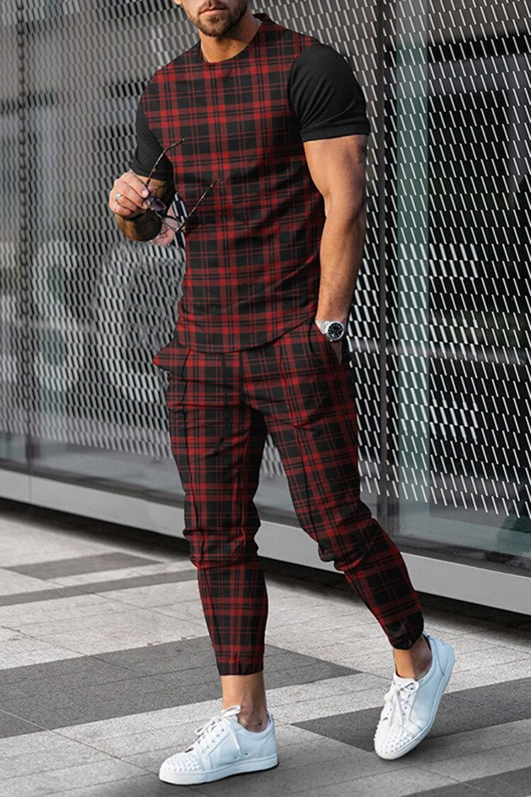 Thumbnail: 2023 Fashion Men Tshirt Suit Tracksuit 3D Printed Sportswear Short Sleeve T-shi