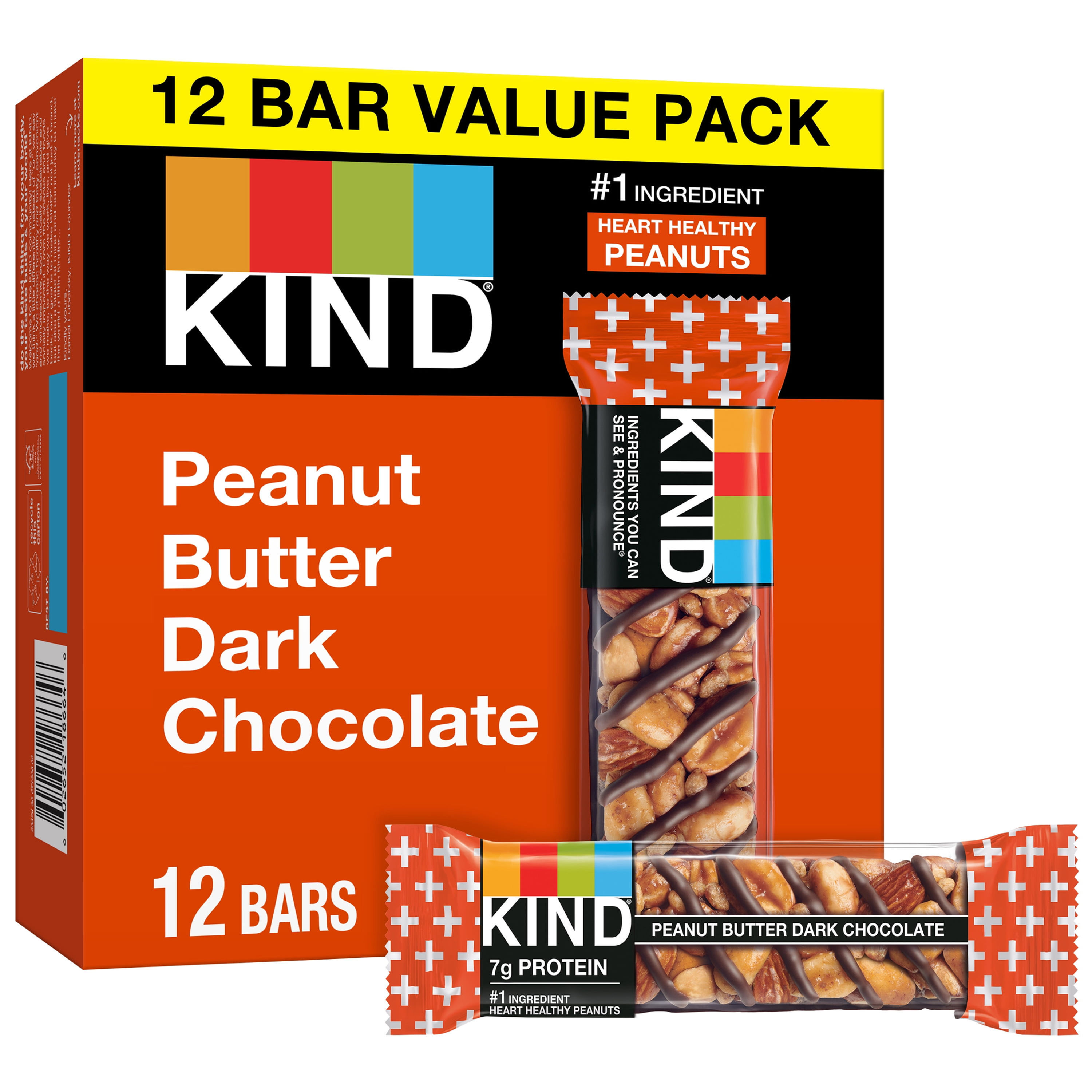 KIND Nut Bars, Peanut Butter Dark Chocolate, 1.4 oz, 12 Ct