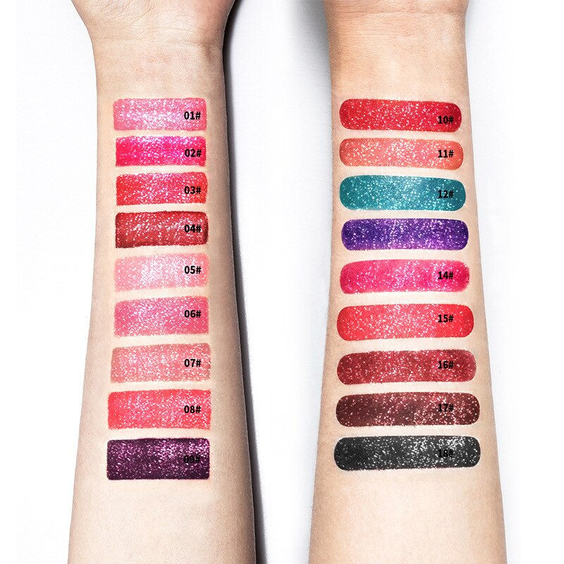 Thumbnail: 18 Color Matte To Shiny Glitter Liquid Lipstick Shiny Lip Gloss Diamond Waterpr