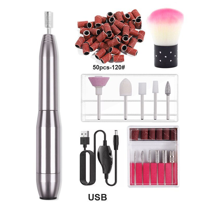 Thumbnail: Electric Nail Drills Kit Remove Polish Manicure Pedicure Sanding Bands Machine 