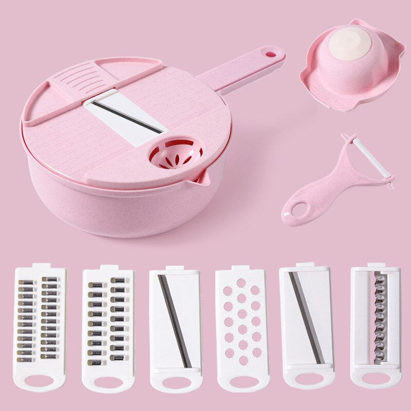 Thumbnail: 12 PCS Multi-Function Vegetable Chopper Carrots Potatoes Grater Cut Shred Manua