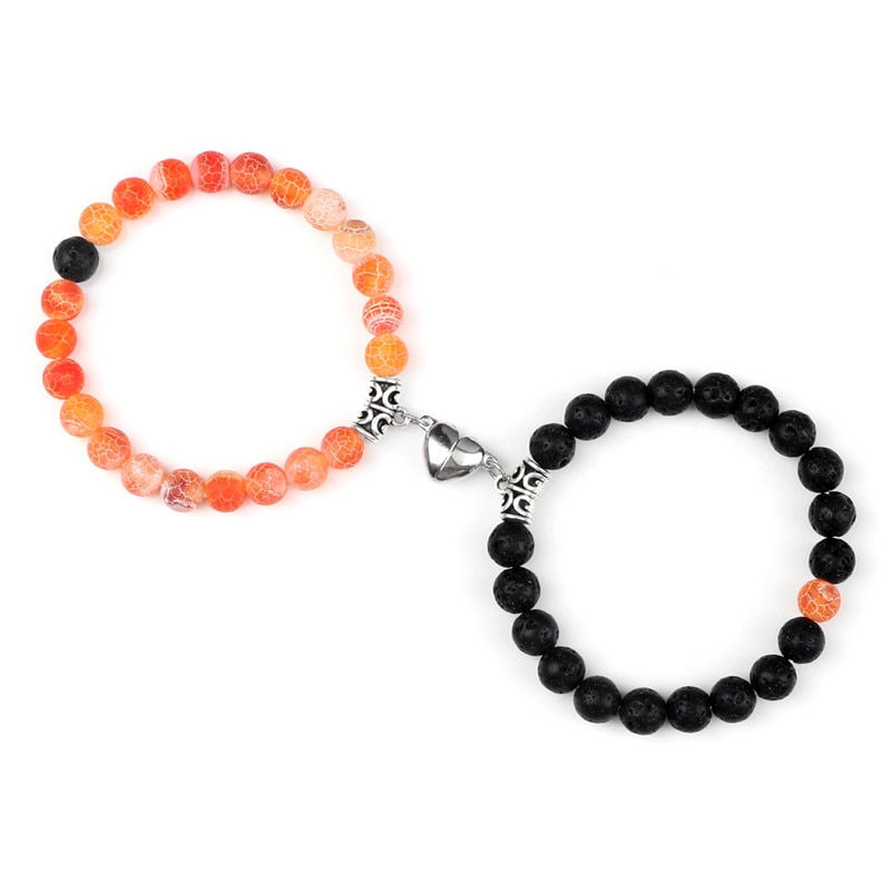 Miniaturbild: Hot Sale 2Pcs/Set Beads Bracelet For Lovers Natural Stone Distance Heart Magnet
