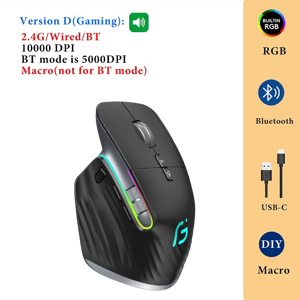 Thumbnail: Wireless Gaming Mouse Ergonomic Bluetooth for Laptop Silence USB-C RGB Recharge