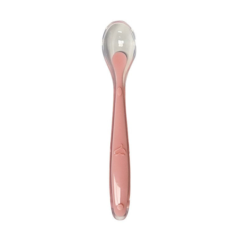 Thumbnail: 1 PC Baby Soft Silicone Spoon Cute Bear Printed Infant Temperature Sensing Spoo