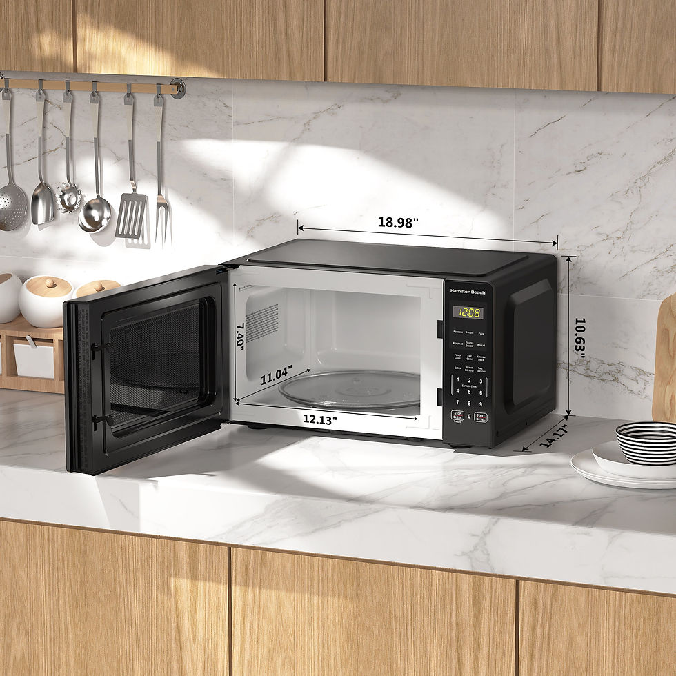 Thumbnail: Hamilton Beach 0.9 Cu ft Countertop Microwave Oven, 900 Watts, Stainless Steel,