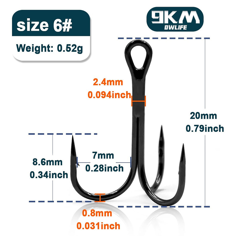 Thumbnail: 9KM Fishing Treble Hooks High Carbon Steel Brabed Sharp Triple Hook Fishing Hoo