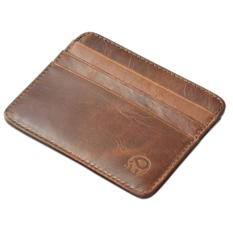 Thumbnail: Retro First Layer Genuine Leather Card Bag with 7 Card Slot Super Thin 100% Rea