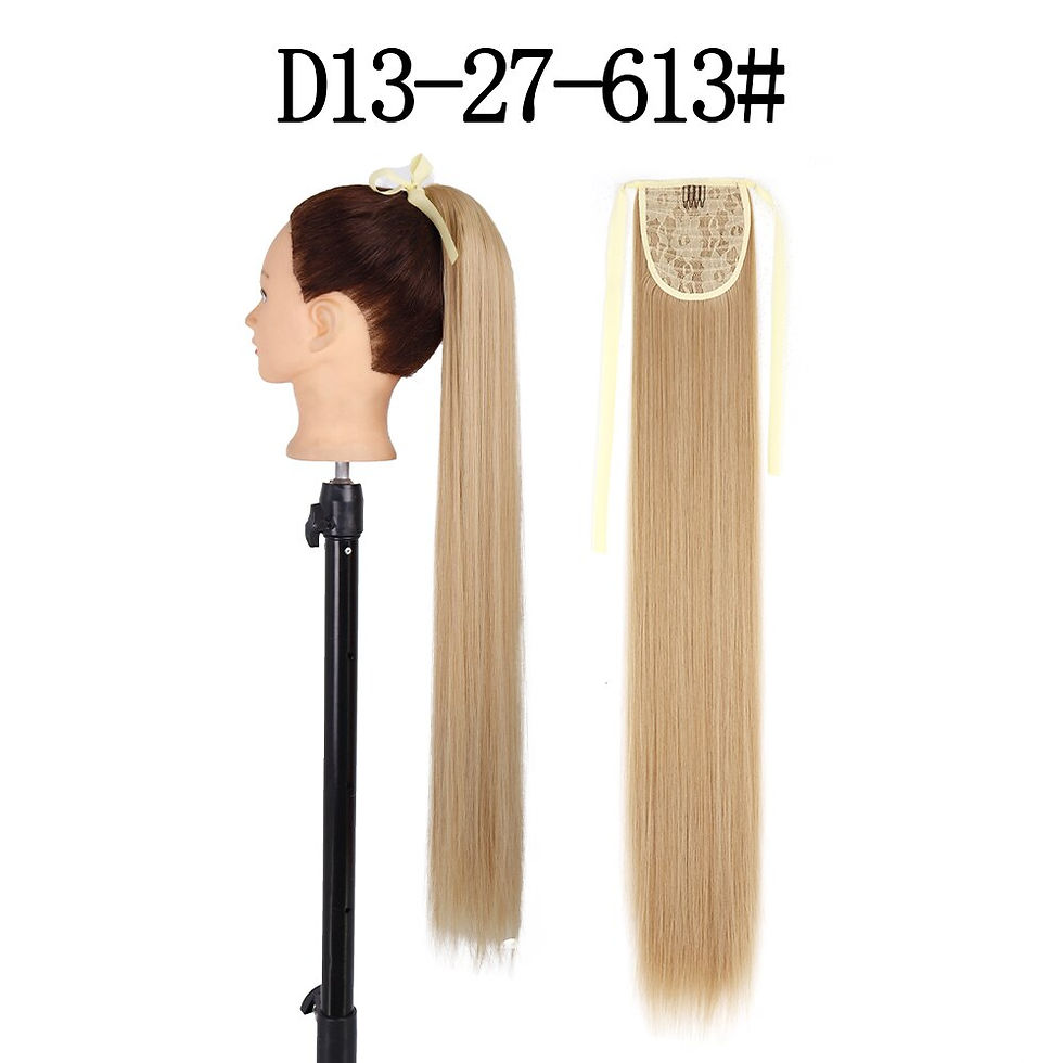 Thumbnail: LISI GIRL Synthetic 34" 22" Long Straight Ribbon  Fake Ponytails Clip on Hair T