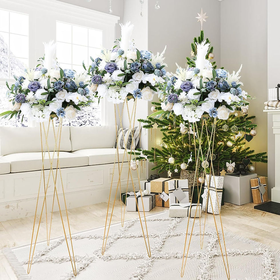 Thumbnail: 2/4/8 PCS 41.5 in Vase Floor Centerpieces for Wedding，Gold Triangular Reception