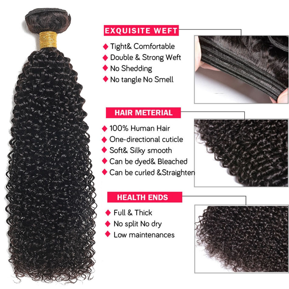 Thumbnail: Mongolian Afro Kinky Curly Bundles 1/3/4PCS Human Hair Extensions 100% Unproces