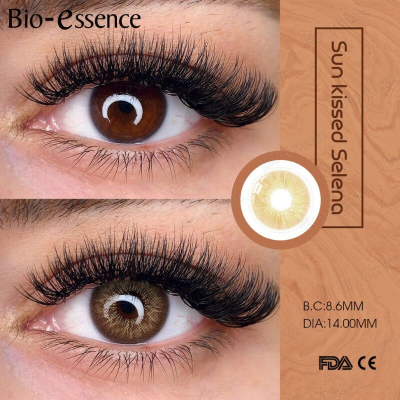Thumbnail: Bio-essence 1 Pair Colored Contact Lenses Natural Look Brown Eye Lenses Gray Co