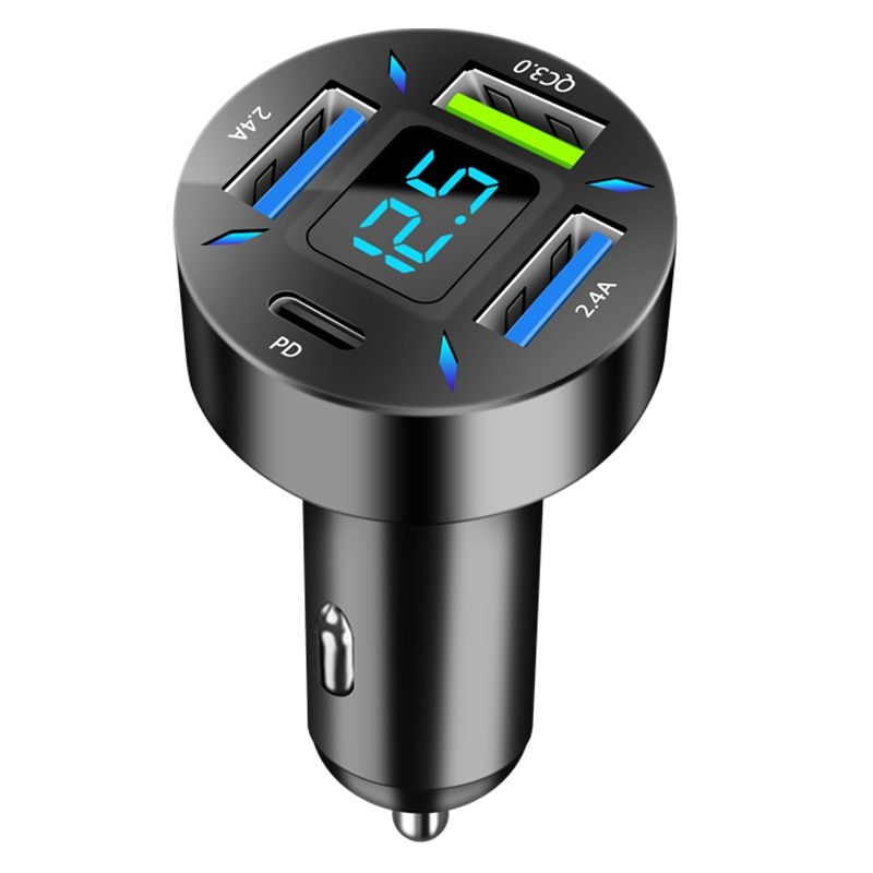 66W 4 Ports USB Car Charger Fast Charging PD Quick Charge 3.0 USB C Car Phone C