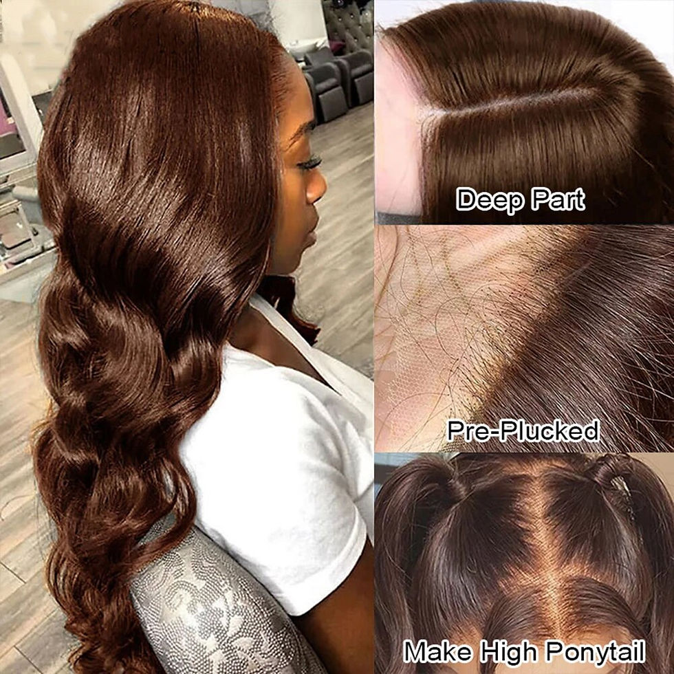 الصورة المصغرة: 1B Brown Body Wave Human Hair Wigs PrePlucked 13x4 Lace Frontal Wig Transparent