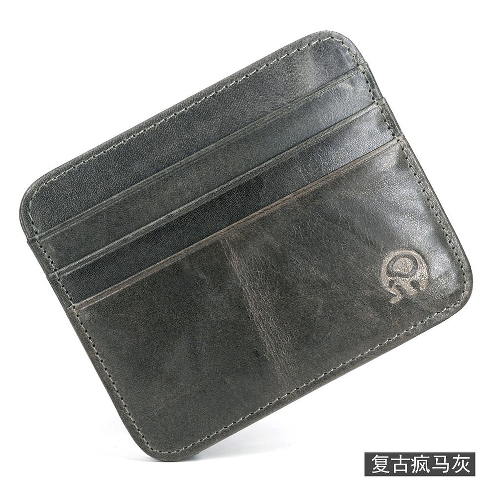 Thumbnail: Retro First Layer Genuine Leather Card Bag with 7 Card Slot Super Thin 100% Rea