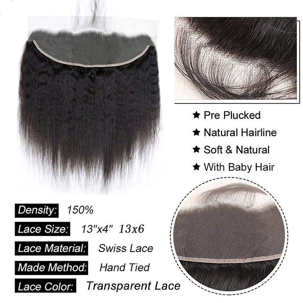 Thumbnail: Kinky Straight Bundles with Frontal 13x6 13X4 Transparent Lace Yaki Straight Hu