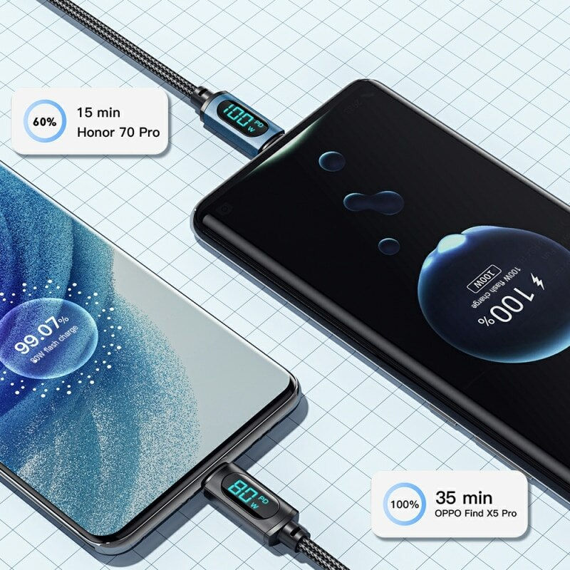 Thumbnail: Essager USB Type C Cable For Huawei Honor Xiaomi Samsung Super Charge 66W/100W 