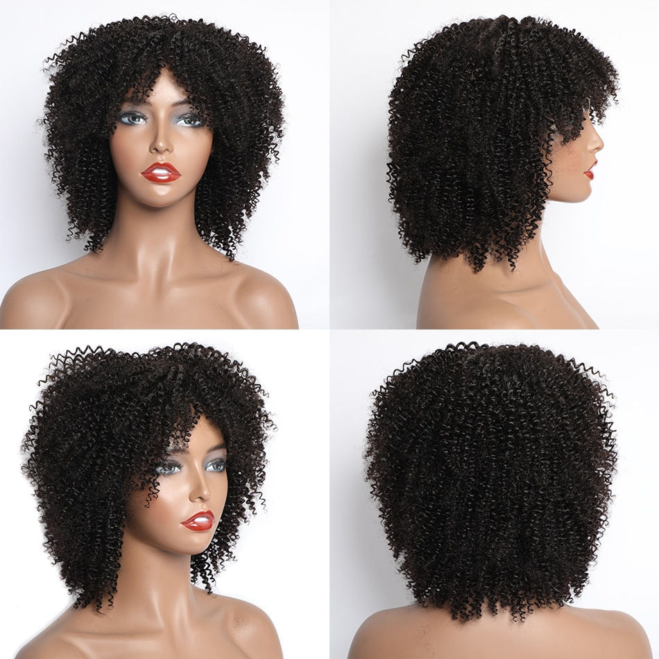 Thumbnail: Afro Kinky Curly Wig Human Hair Short Wigs For Woman Human Hair 100% Natural 4B