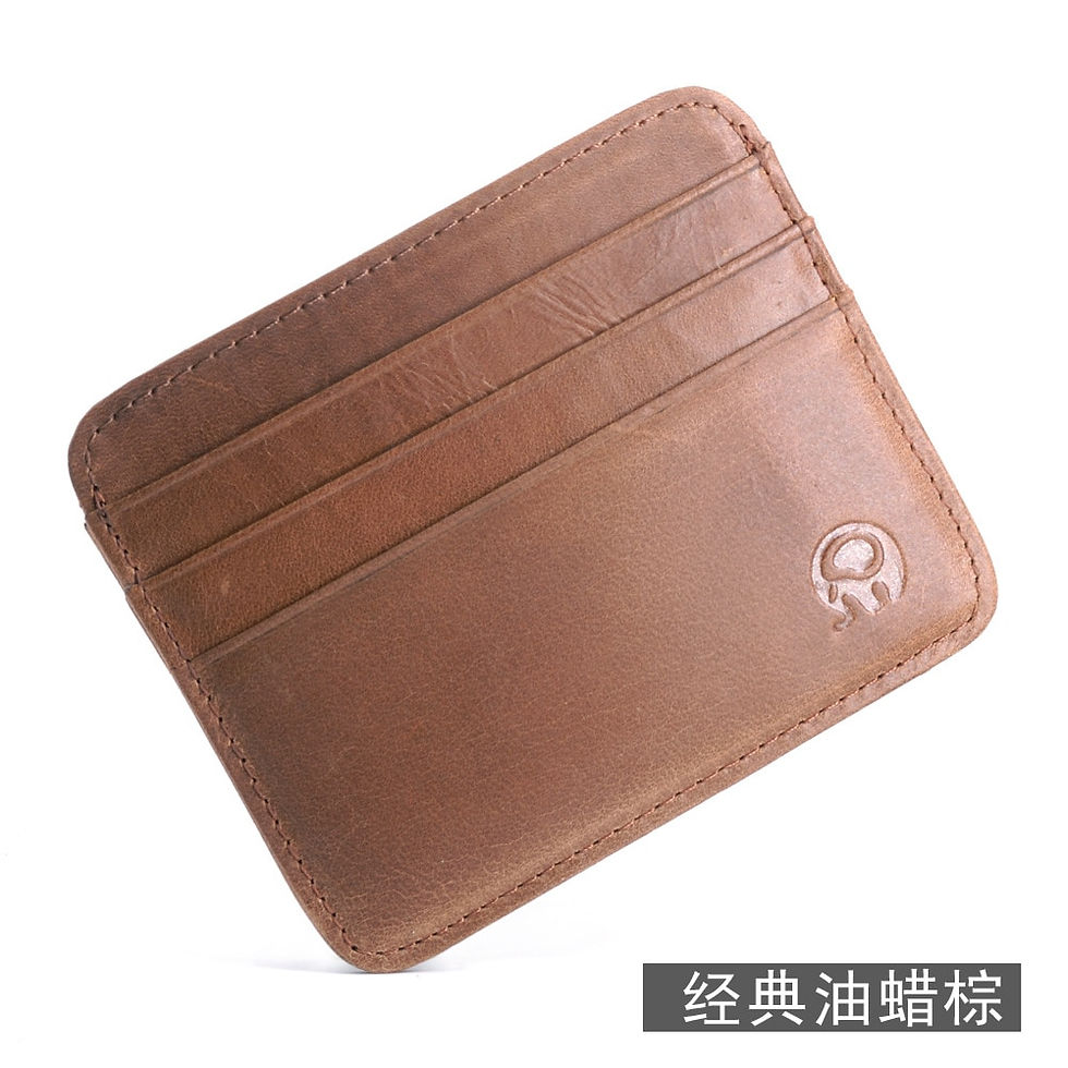 Thumbnail: Retro First Layer Genuine Leather Card Bag with 7 Card Slot Super Thin 100% Rea