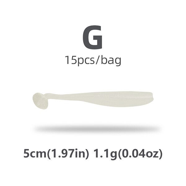 Thumbnail: HANDING PVC Material 5/7/9cm 15Pcs T-Tail Grub Worm Baits Fish Tackle Accessory