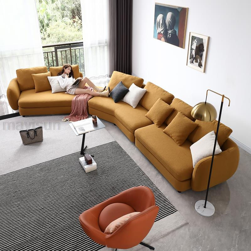 Thumbnail: Minimalist Retro Soft Custom Comfortable Back Corner Living Room Sofa Chaise Lo