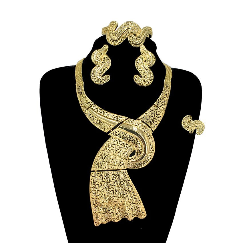 Hot Selling Fashion Italian Jewelry Set Necklace Earring Bracelet Set Elegant L