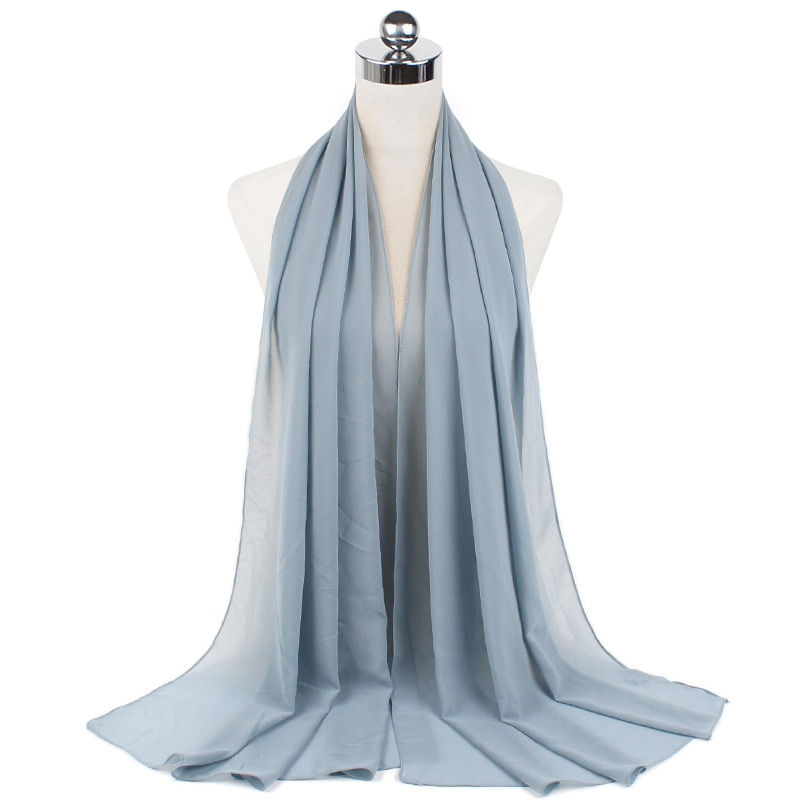 Thumbnail: New Premium Plain Chiffon Scarf Muslim Hijab Instant Shawl Soft Ball Bubble Chi