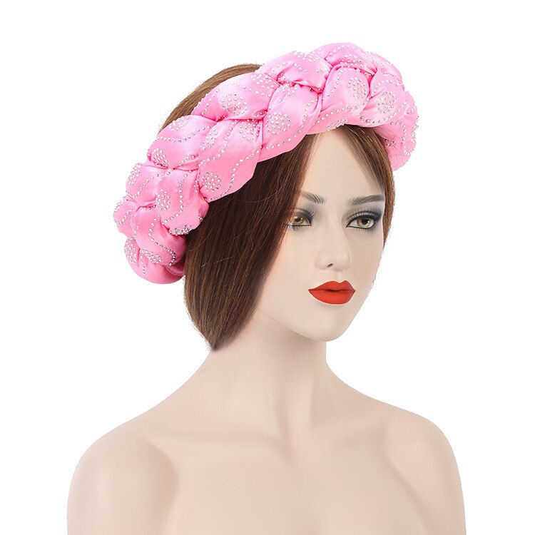Thumbnail: 2022 Latest Exaggerated big satin twist braid Handmade African Cap Nigerian Wed