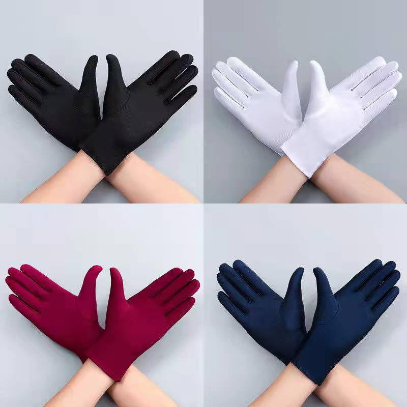 Thumbnail: Autumn Summer Thin Ice Silk Gloves Spring Cycling Driving Black White Gloves Tr