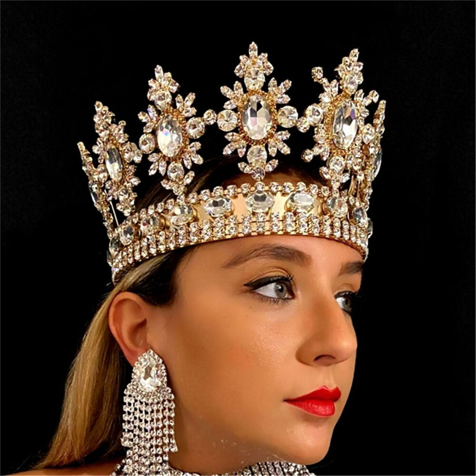 Thumbnail: 2022 Luxury Large Crystal Royal Queen Tiara Ladies Pageant Ball Sparkling Zirco