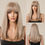 Thumbnail: Blonde with Brown Highlight Long Straight Synthetic Wigs for Women Natural Hair