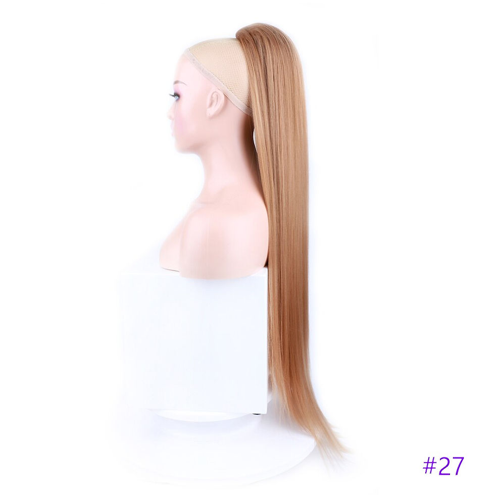 Thumbnail: 30 Inch Long Straight Ponytail Synthetic Drawstring Ponytail Chip-In Hair Exten