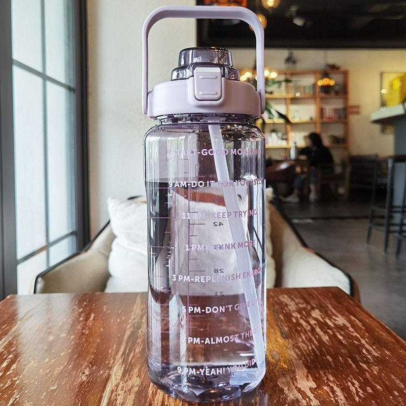 Thumbnail: 2000ml Large Capacity Plastic Straw Water Cup Sports Water Bottle High Value Ou
