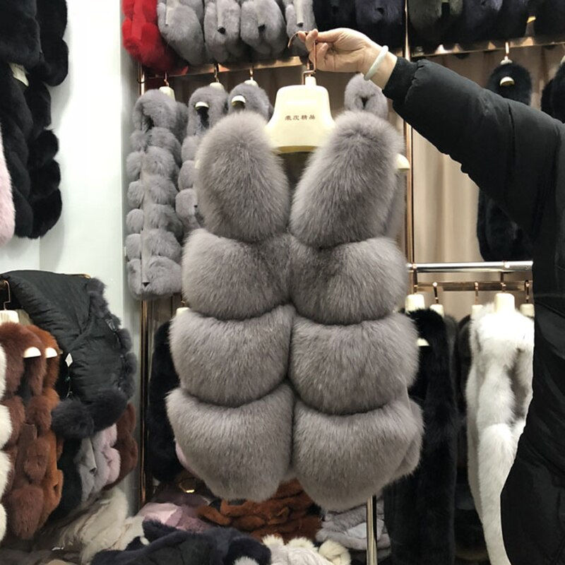 Thumbnail: Real Fur Vest Fox Fur Waistcoat 100% Full Pelt Fashion Sleeveless Woman's Fox F